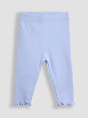 JoJo Maman Bébé Blue Ditsy Floral Organic Cotton 2-Piece Floral Sweatshirt & Leggings Set - Image 4 of 6