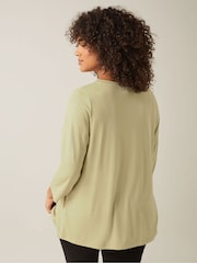 Evans Natural 3/4 Sleeve V-Neck Modal T-Shirt - Image 3 of 5