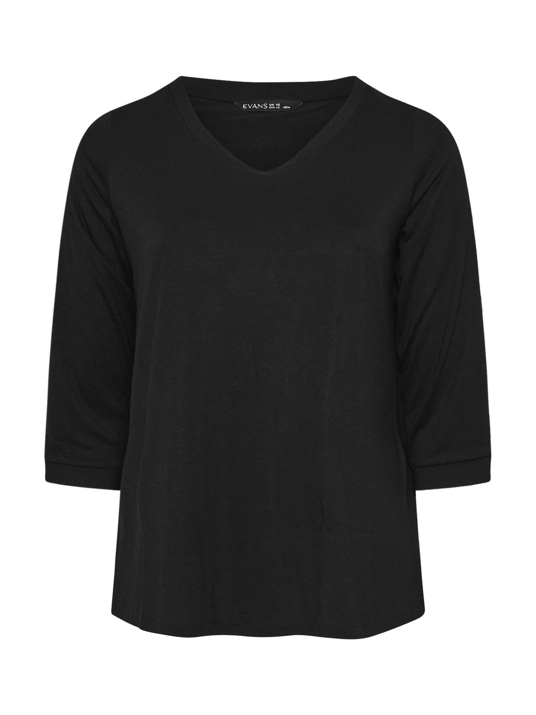 Buy Evans Black 3/4 Sleeve V-Neck Modal T-Shirt from Next USA
