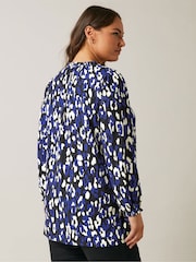 Evans Animal Print Boho Blue Top - Image 4 of 5