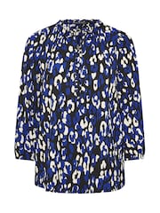 Evans Animal Print Boho Blue Top - Image 5 of 5