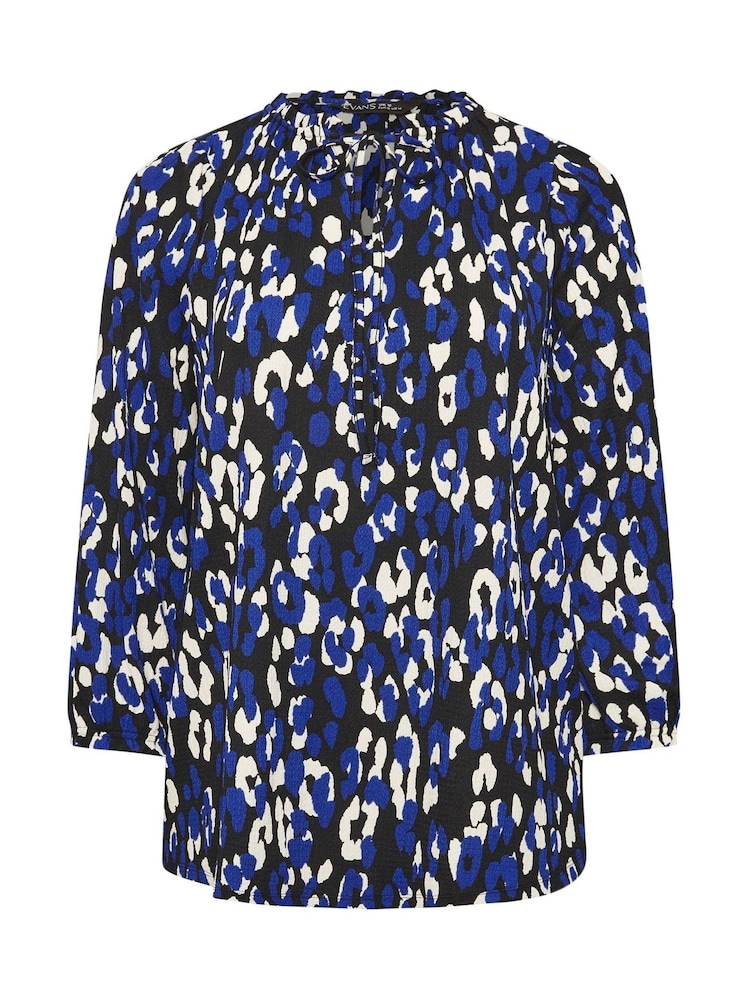 Evans Animal Print Boho Blue Top - Image 5 of 5