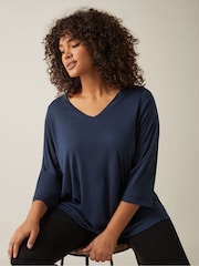 Evans Blue 3/4 Sleeve V-Neck Modal T-Shirt - Image 1 of 5