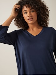 Evans Blue 3/4 Sleeve V-Neck Modal T-Shirt - Image 4 of 5