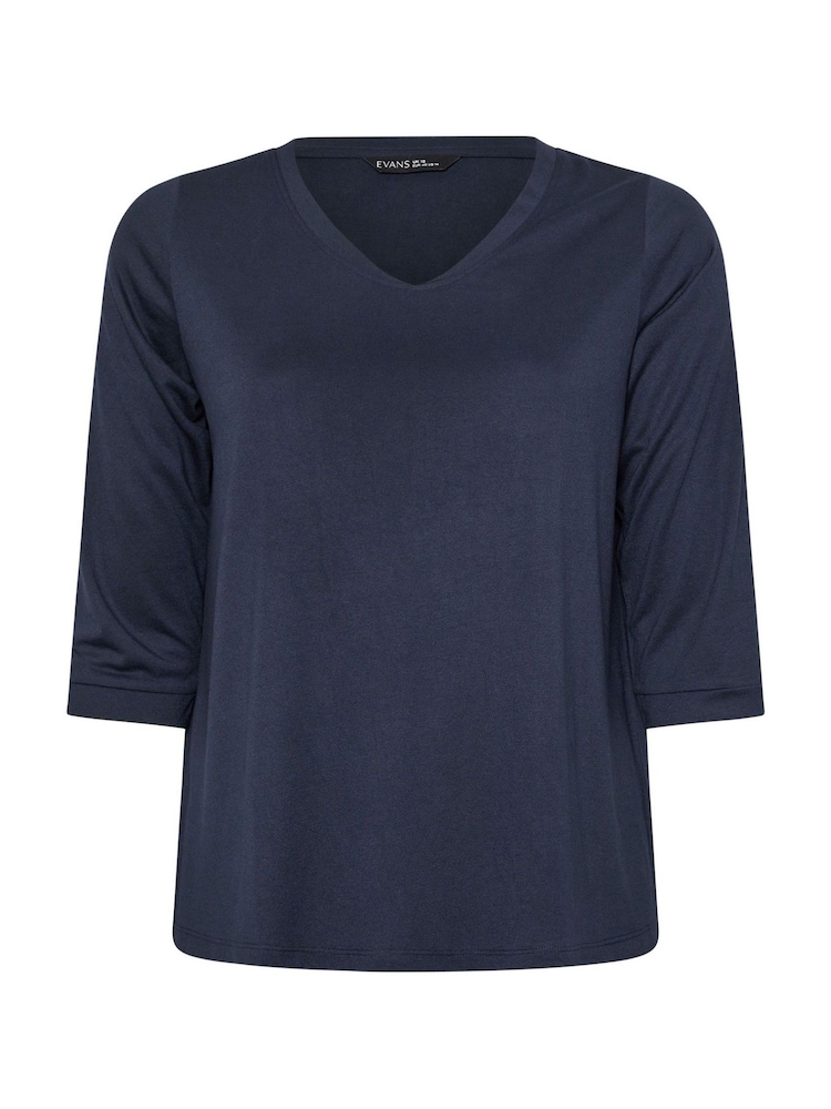 Evans Blue 3/4 Sleeve V-Neck Modal T-Shirt - Image 5 of 5