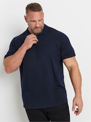 أزرق - قميص بولو منسوج بكُم قصير من BadRhino Big & Tall - صورة 1 من 3