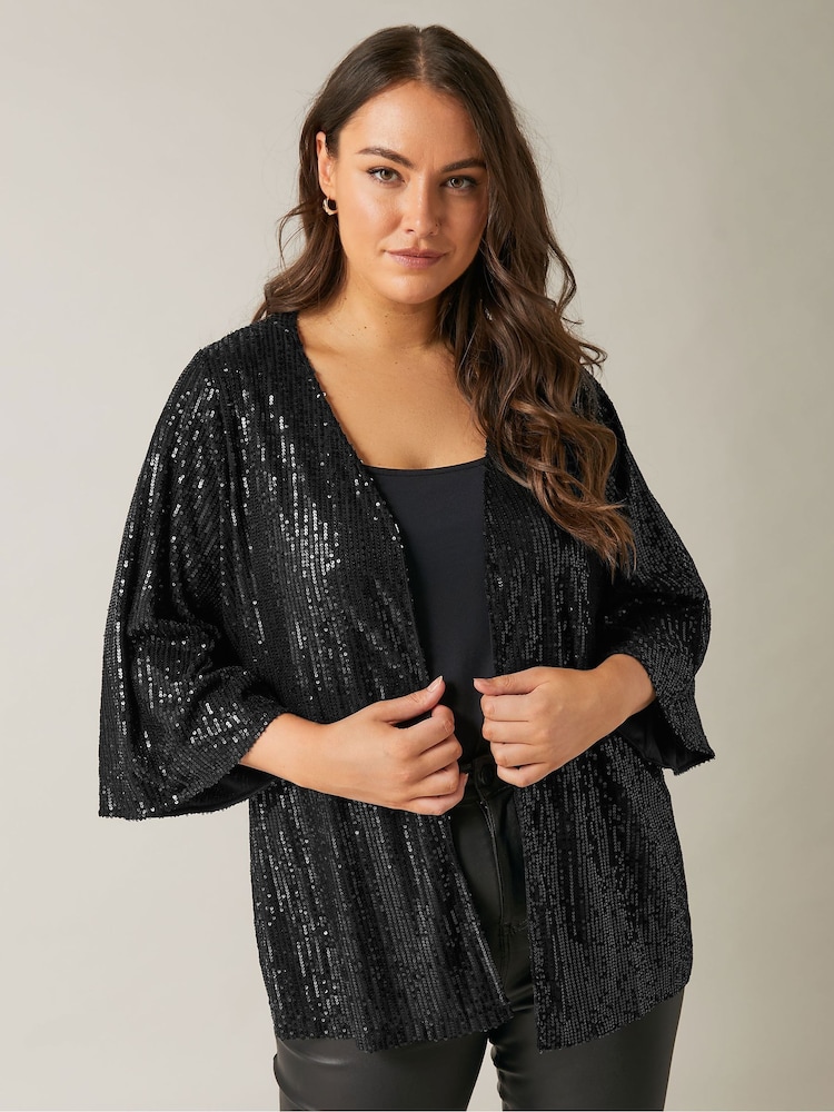 Evans Gold Sequin Kimono - Image 1 of 5