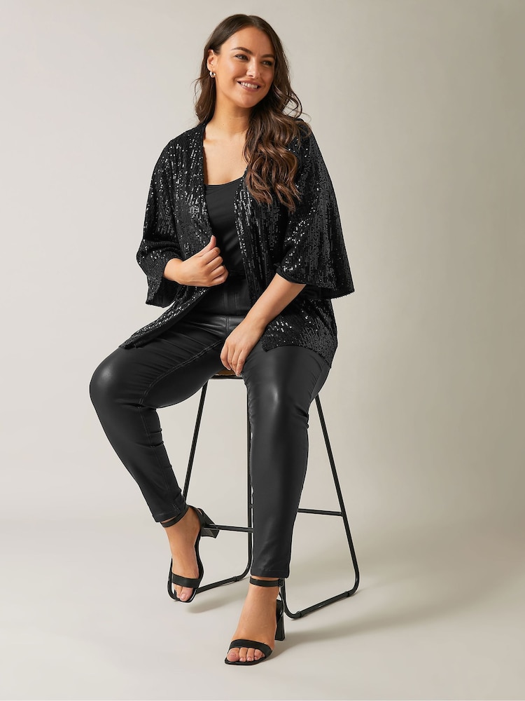 Schwarz - Evans Gold Sequin Kimono - Bild 2 von 5 Schwarz - Evans Gold Sequin Kimono - Bild 2 von 5