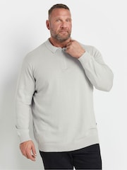 Harmaa - BadRhino Big & Tall Pitkä hiha Neulottu vetoketju Pikeepaidat - Kuva 1 / 3
