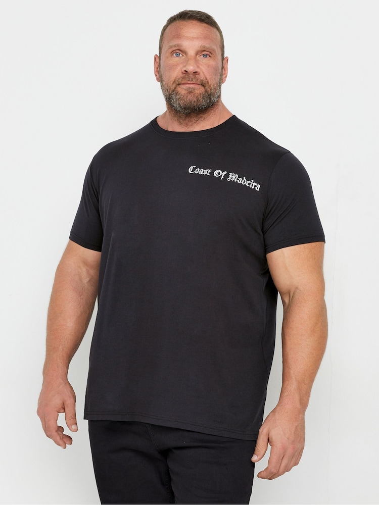 BadRhino Big & Tall Black Porto Santo 100% Cotton T-Shirt - Image 1 of 4