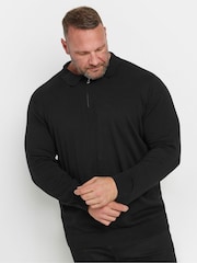 Musta - BadRhino Big & Tall Pitkä hiha Neulottu vetoketju Pikeepaidat - Kuva 1 / 3