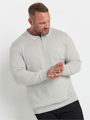 BadRhino Big & Tall Grey Milano Knit Quarter Zip Jumper - Image 1 of 3