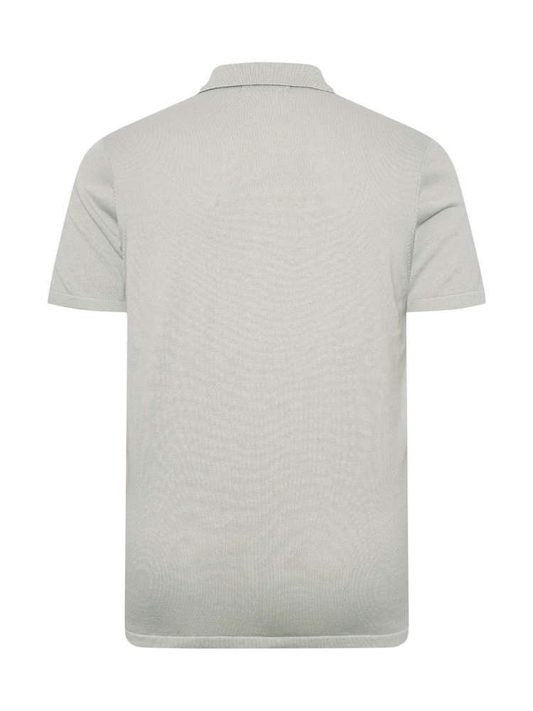 BadRhino Big & Tall Grey Short Sleeve Knitted Zip Polo Shirt - Image 3 of 3