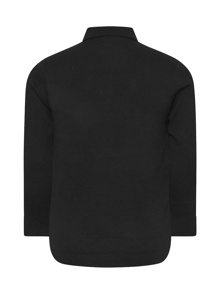 BadRhino Big & Tall Black Milano Knit Quarter Zip Jumper - Image 3 of 3