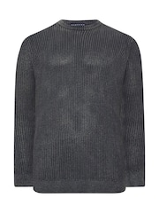 BadRhino Big & Tall Grey Acid Wash Crew Neck Sweatshirt - Image 2 of 3