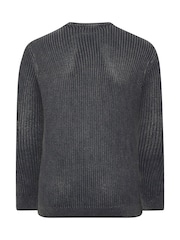 BadRhino Big & Tall Grey Acid Wash Crew Neck Sweatshirt - Image 3 of 3