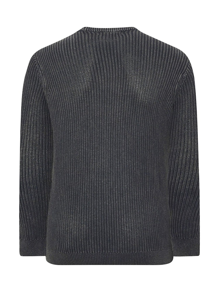 BadRhino Big & Tall Grey Acid Wash Crew Neck Sweatshirt - Image 3 of 3