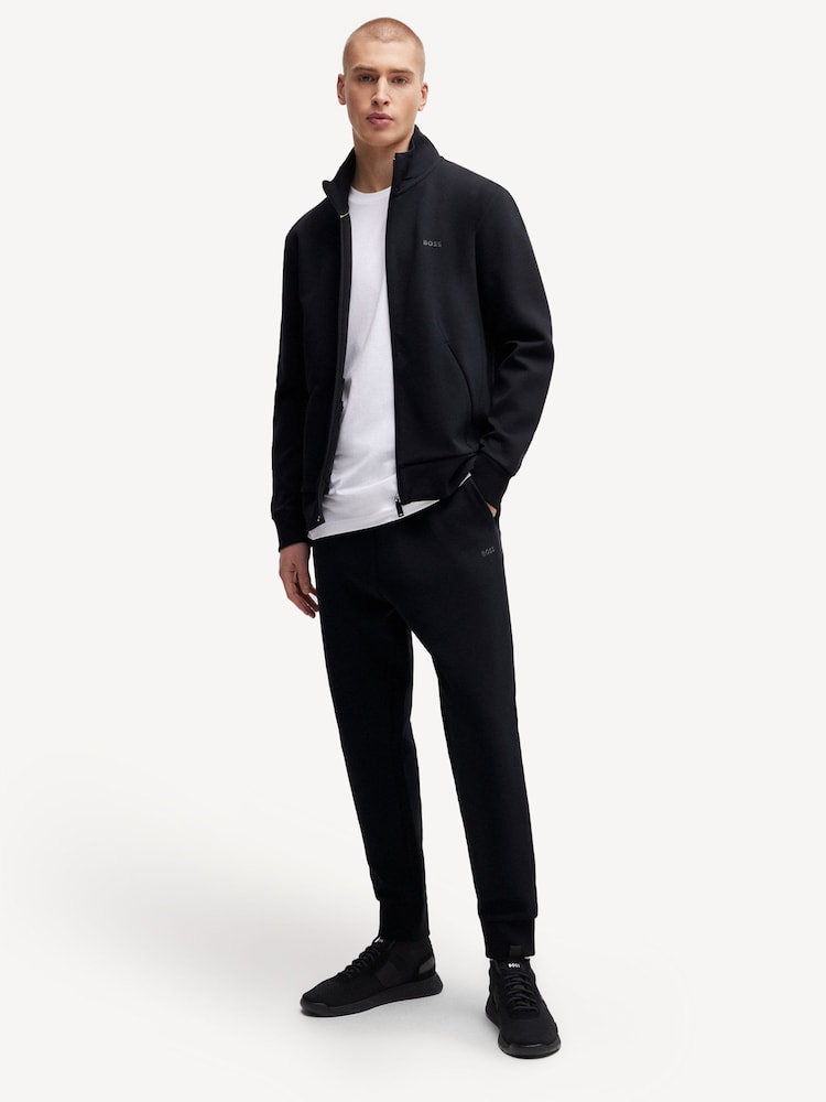BOSS Black Zip Up Collar Pocket Jersey Sweatshirt - Image 2 of 5 BOSS Black Zip Up Collar Pocket Jersey Sweatshirt - Image 2 of 5