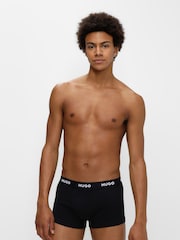 HUGO Black Logo-Waistband Stretch Cotton Trunks 3 Pack - Image 1 of 5