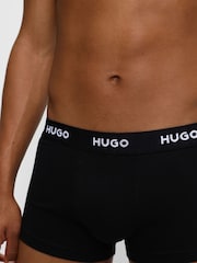 HUGO Black Logo-Waistband Stretch Cotton Trunks 3 Pack - Image 3 of 5