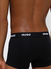 HUGO Black Logo-Waistband Stretch Cotton Trunks 3 Pack - Image 4 of 5