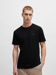Negro - BOSS Relaxed Fit Tales Logo Patch Jersey T-Shirt - Imagen 1 de 8