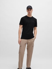 Negro - BOSS Relaxed Fit Tales Logo Patch Jersey T-Shirt - Imagen 3 de 8
