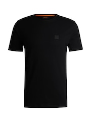 Negro - BOSS Relaxed Fit Tales Logo Patch Jersey T-Shirt - Imagen 5 de 8