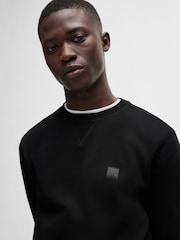 Czarny - BOSS Relaxed Fit Westart Logo Patch 100% Cotton Terry Jersey Sweatshirt - Image 4 of 8