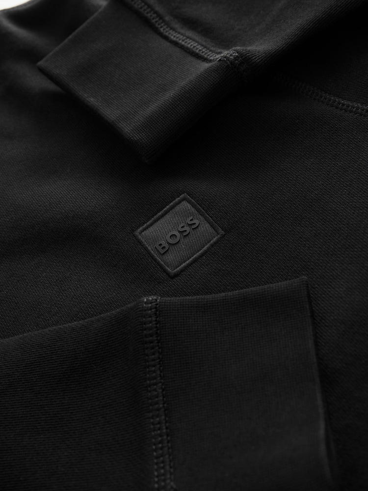 Czarny - BOSS Relaxed Fit Westart Logo Patch 100% Cotton Terry Jersey Sweatshirt - Image 7 of 8