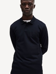 أزرق داكن - BOSS Passerby Box Logo Long Sleeve Polo Shirt - صورة 4 من 8