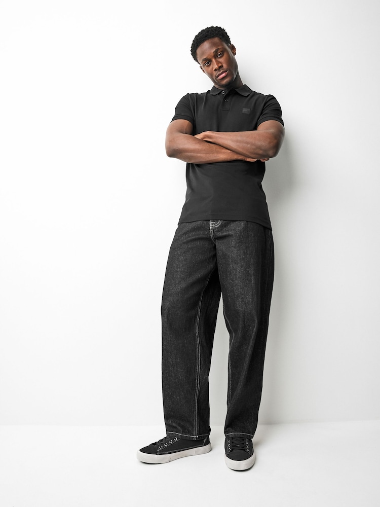 BOSS Black Slim Fit Passenger Logo Patch Pique Polo Shirt - Image 2 of 5 BOSS Black Slim Fit Passenger Logo Patch Pique Polo Shirt - Image 2 of 5