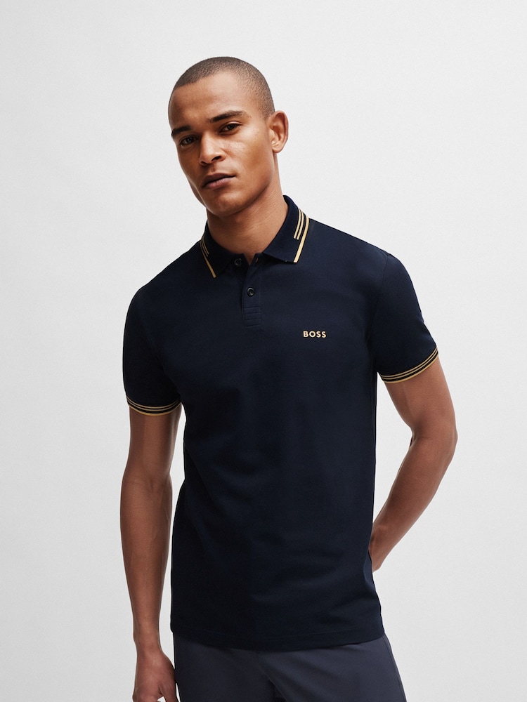 أزرق داكن - BOSS Slim Fit Paul Polo Shirt - صورة 1 من 5