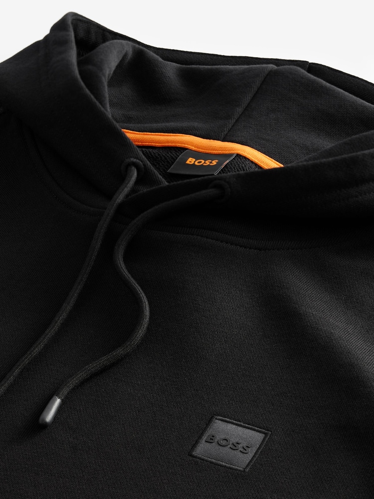 Czarny - BOSS Wetalk Logo Patch Terry Hoodie - Image 6 of 8
