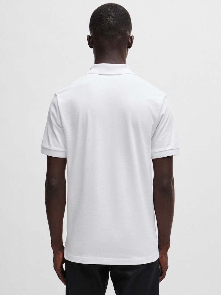 BOSS White Slim Fit Passenger Logo Patch Pique Polo Shirt - Image 2 of 5 BOSS White Slim Fit Passenger Logo Patch Pique Polo Shirt - Image 2 of 5
