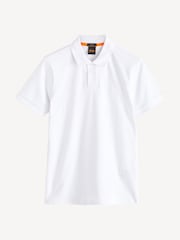 BOSS White Slim Fit Passenger Logo Patch Pique Polo Shirt - Image 5 of 5