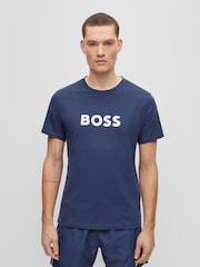 Azul - BOSS Large Logo Regular Fit T-Shirt - Imagen 3 de 5