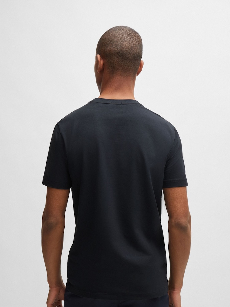 BOSS Dark Blue Chrome Regular Fit Logo T-Shirt - Image 2 of 8 BOSS Dark Blue Chrome Regular Fit Logo T-Shirt - Image 2 of 8