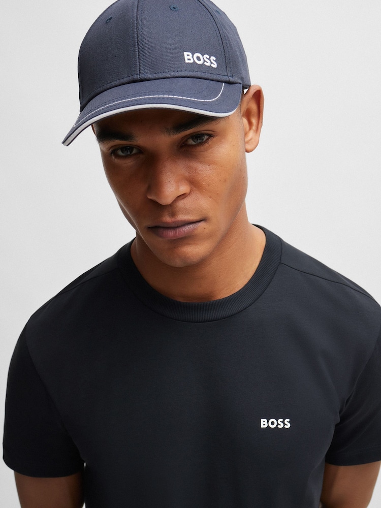BOSS Dark Blue Chrome Regular Fit Logo T-Shirt - Image 4 of 8