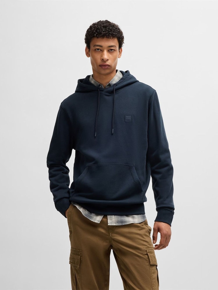 BOSS Blue Wetalk Logo Patch Terry Hoodie - Image 1 of 8
