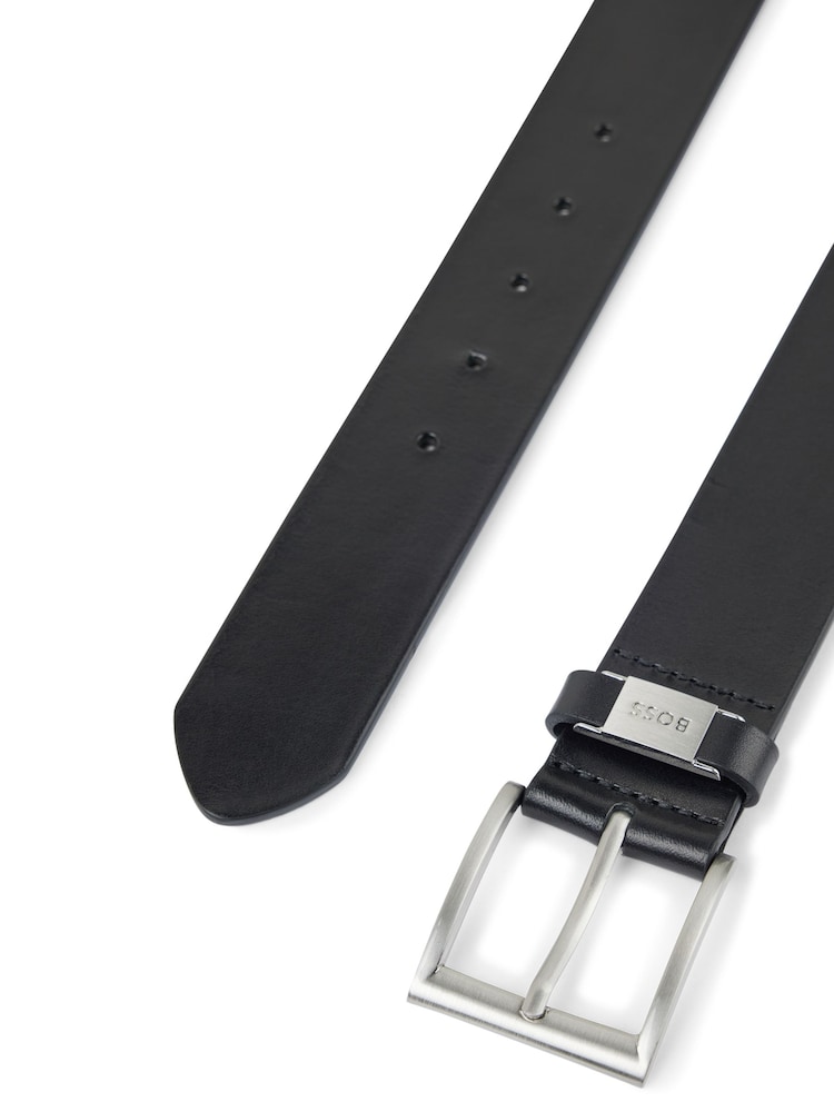 BOSS Black Brushed Metal Leather Belt - Image 6 of 6 BOSS Black Brushed Metal Leather Belt - Image 6 of 6