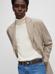 BOSS Brown Brushed Metal Leather Belt - Image 4 of 7