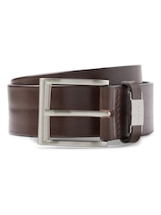 BOSS Brown Brushed Metal Leather Belt - Image 5 of 7