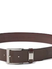 BOSS Brown Brushed Metal Leather Belt - Image 6 of 7
