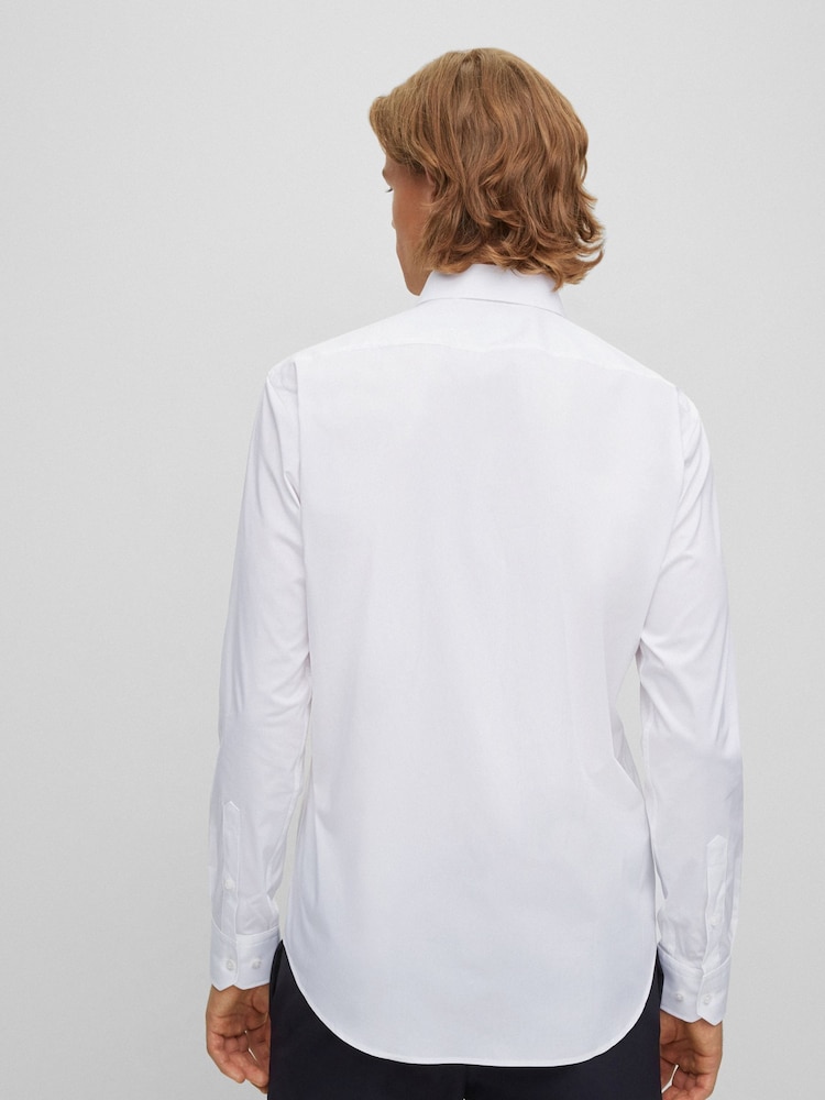 BOSS White Joe Regular Fit Stretch Poplin Oxford Shirt - Image 2 of 5