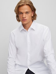 BOSS White Joe Regular Fit Stretch Poplin Oxford Shirt - Image 3 of 5