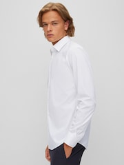 BOSS White Joe Regular Fit Stretch Poplin Oxford Shirt - Image 4 of 5