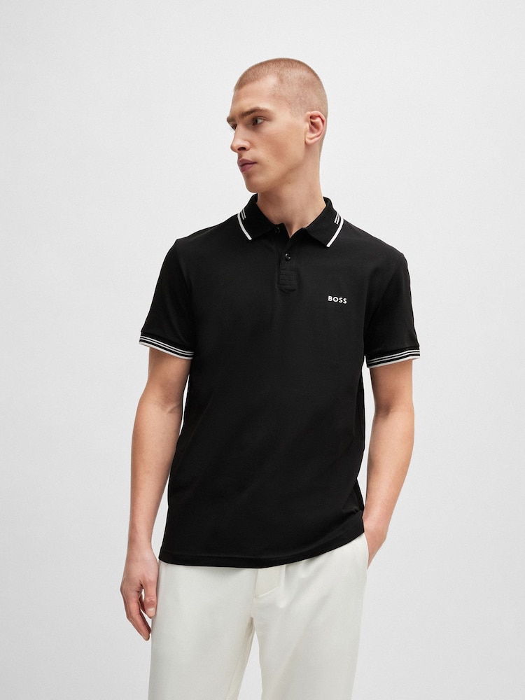 أسود - BOSS Slim Fit Paul Polo Shirt - صورة 1 من 5
