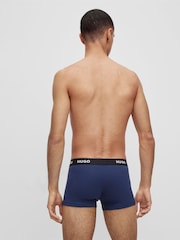HUGO Blue Logo-Waistband Stretch Cotton Trunks 3 Pack - Image 2 of 5