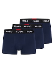 HUGO Blue Logo-Waistband Stretch Cotton Trunks 3 Pack - Image 5 of 5